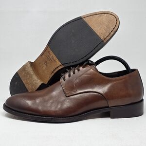 Marco Vittorio Plain-Toe Dress Shoe Men Sz 7.5 Brown Lace Made In Italy Preowned
